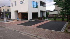 レンガ 石英 コンクリート平板 旭川 エクステリア 外構 グリーン造園